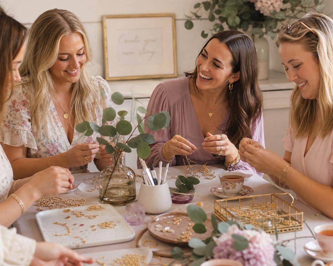 A table laid out for a Goldie private jewellery party